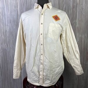 Crystal Springs Mens Shirt Aztec Geometric Southwest Tribal Pocket L USA VTG
